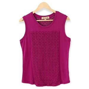 Democracy Sleeveless Crochet Magenta Cotton Top Size Large